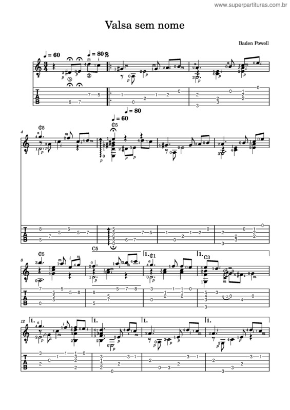 Partitura da música Valsa Sem Nome v.5