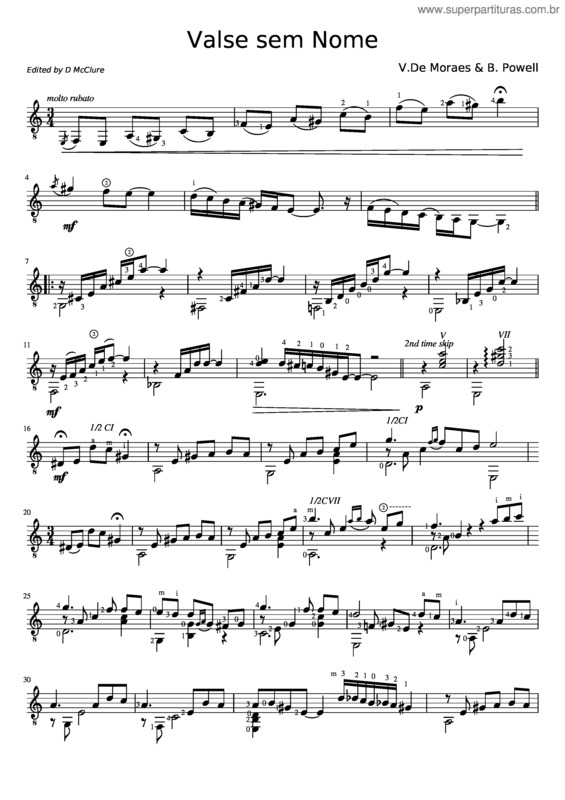 Partitura da música Valse Sem Nome v.2