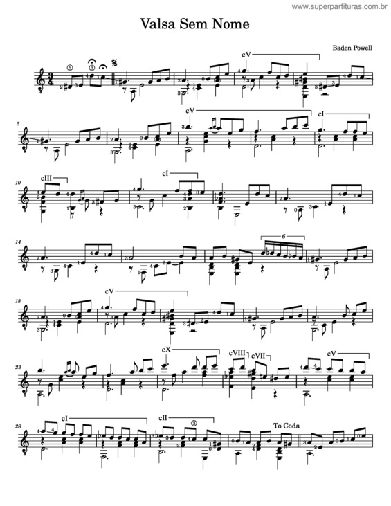 Partitura da música Valse Sem Nome