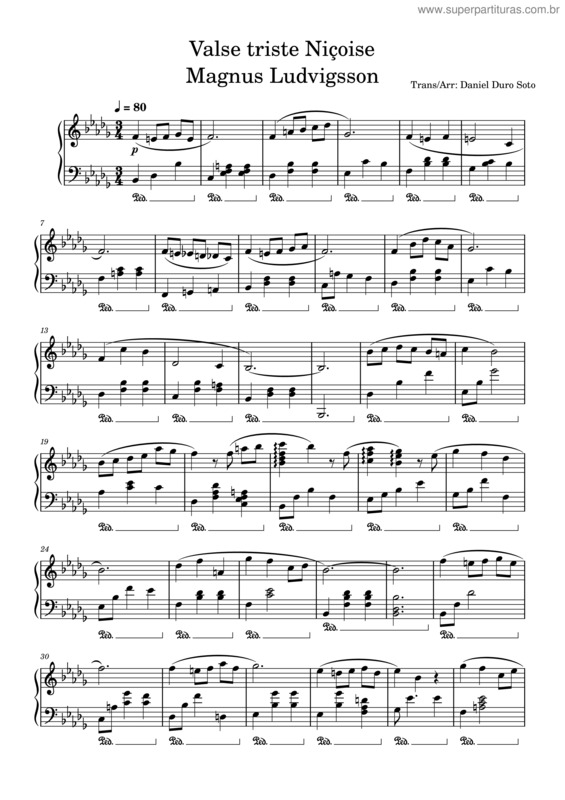 Partitura da música Valse Triste Niçoise