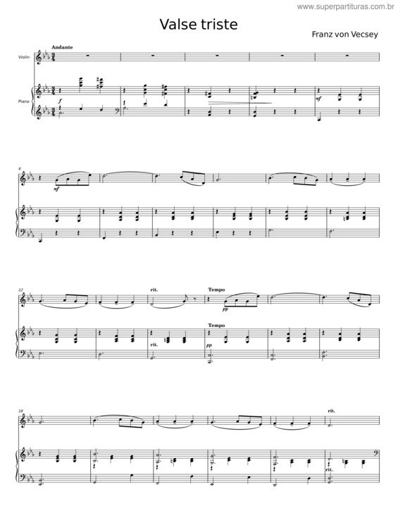 Partitura da música Valse Triste v.4