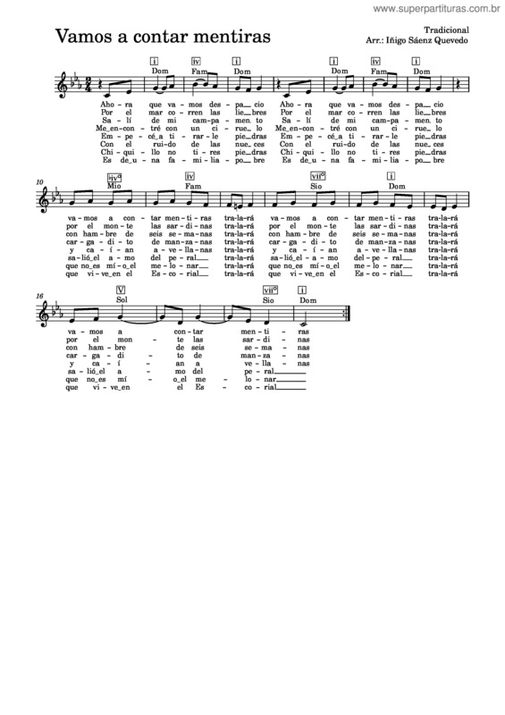 Partitura da música Vamos A Contar Mentiras