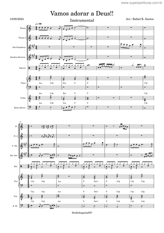 Partitura da música Vamos Adorar A Deus!!