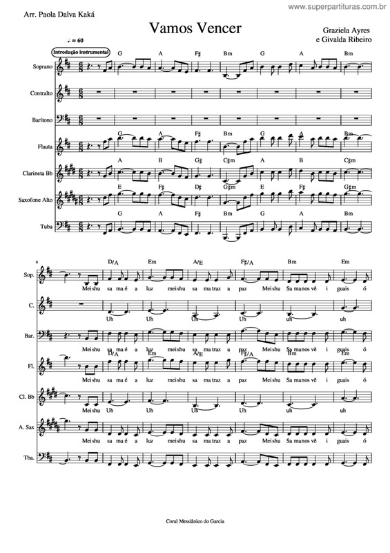 Partitura da música Vamos Vencer