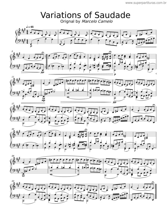 Partitura da música Variations Of Saudade