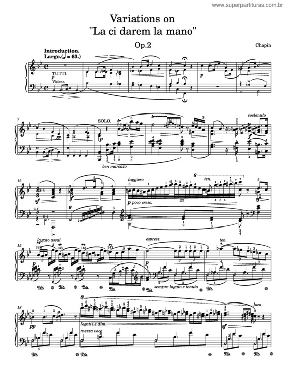 Partitura da música Variations On La Ci Darem La Mano Op.2