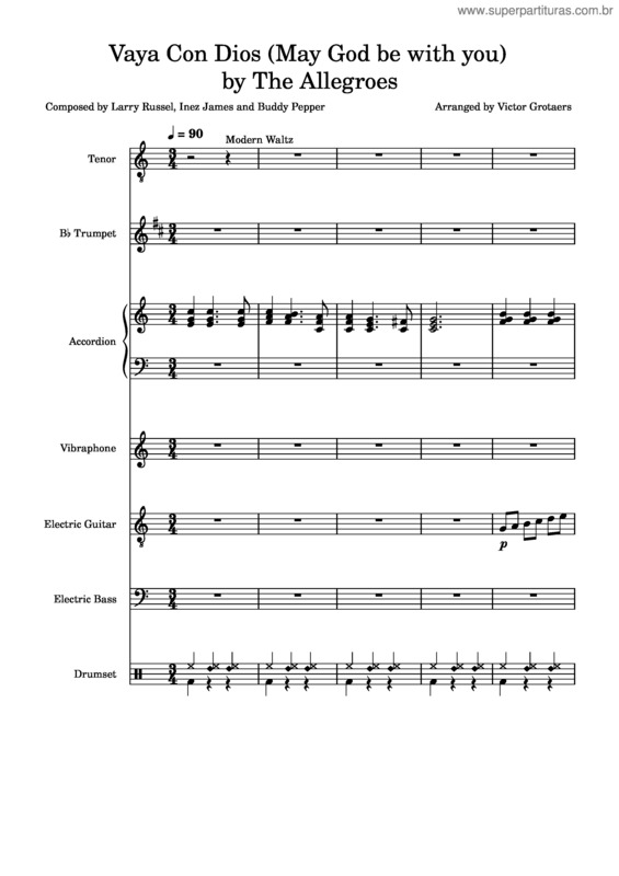 Partitura da música Vaya Con Dios v.3