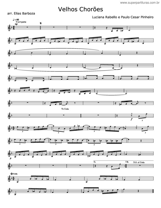 Partitura da música Velhos Chorões Bandolim