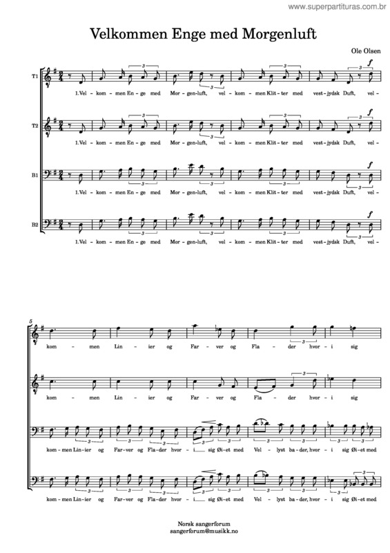 Partitura da música Velkommen Enge Med Morgenluft