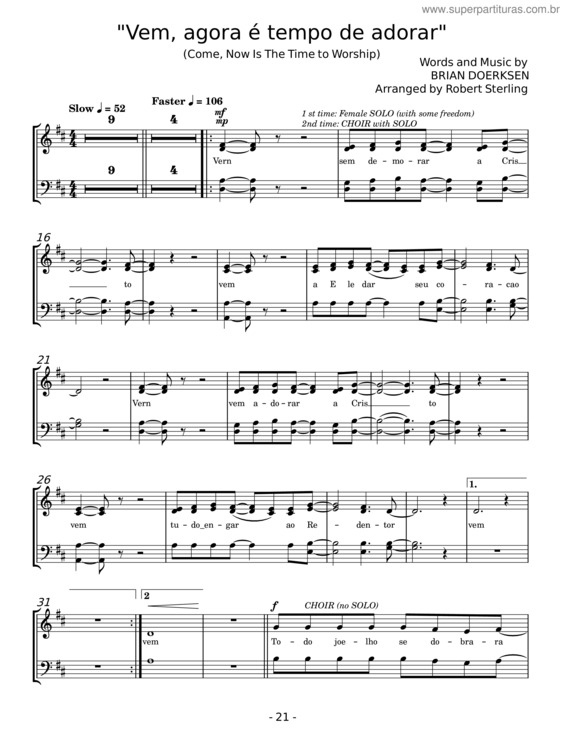 Partitura da música Vem, Agora É Tempo De Adorar