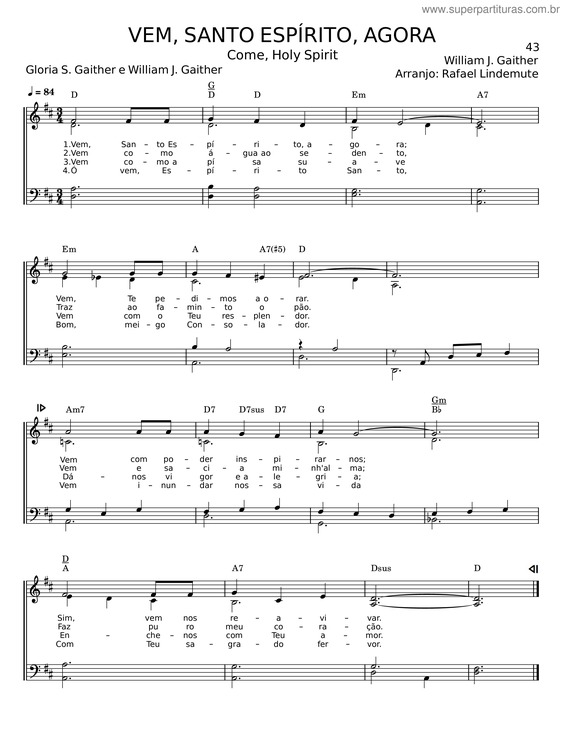 Partitura da música Vem, Santo Espírito, Agora v.5