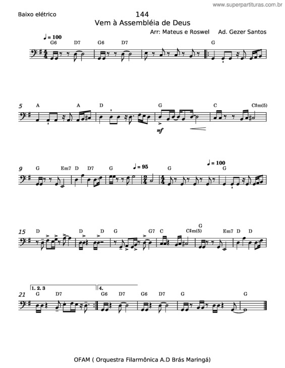 Partitura da música Vem À Assembléia De Deus v.3