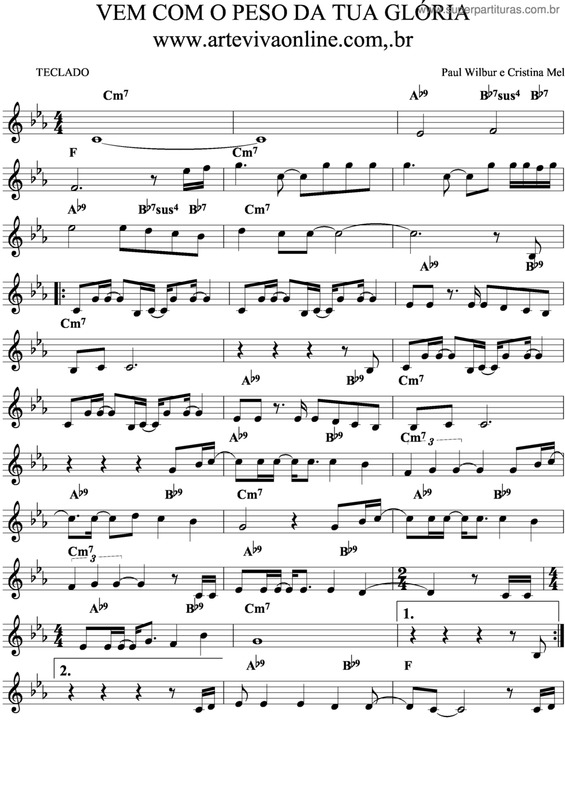 Partitura da música Vem Com O Peso Da Tua Glória