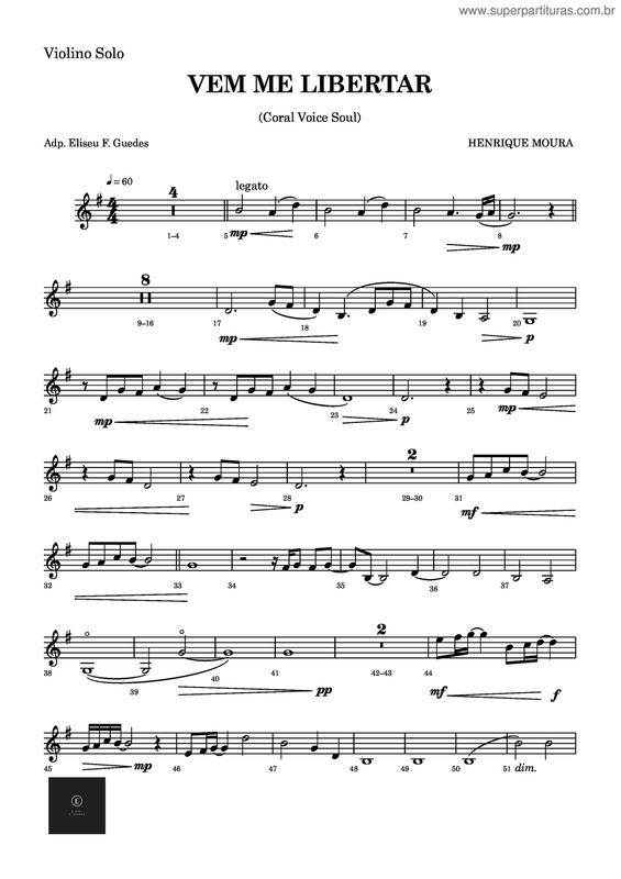 Partitura da música Vem Me Libertar