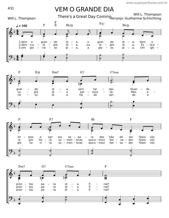 Partitura da música Vem O Grande Dia v.3