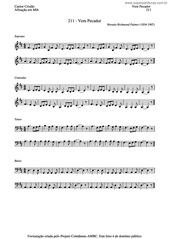 Partitura da música Vem Pecador v.4