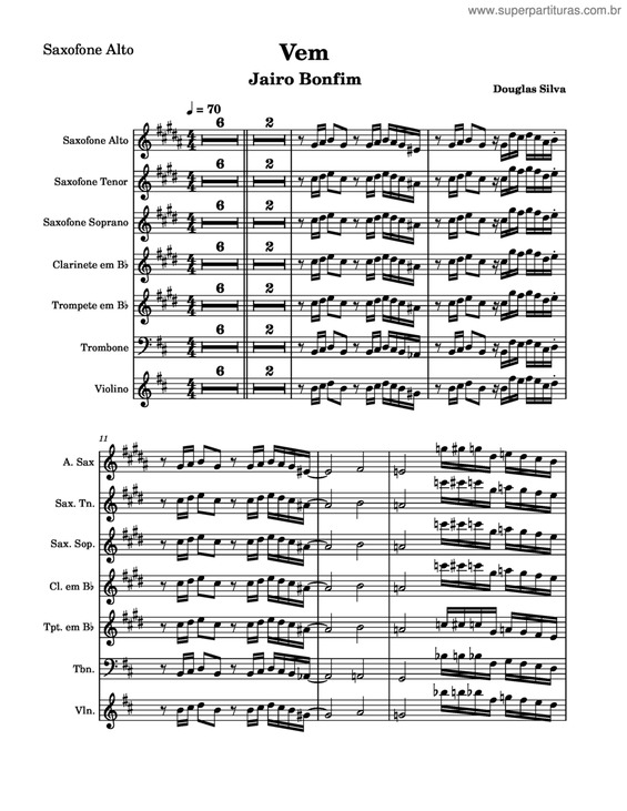 Partitura da música Vem v.4