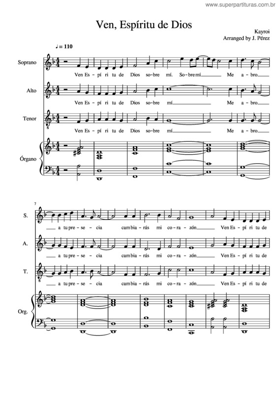 Partitura da música Ven Espíritu De Dios