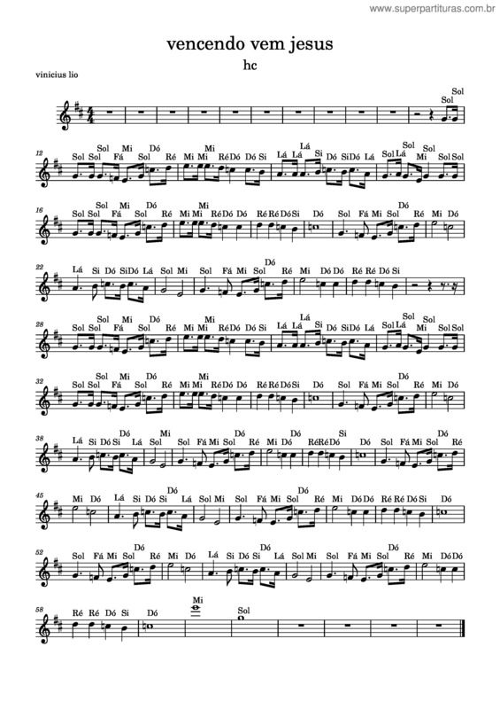 Partitura da música Vencendo Vem Jesus Flughorn
