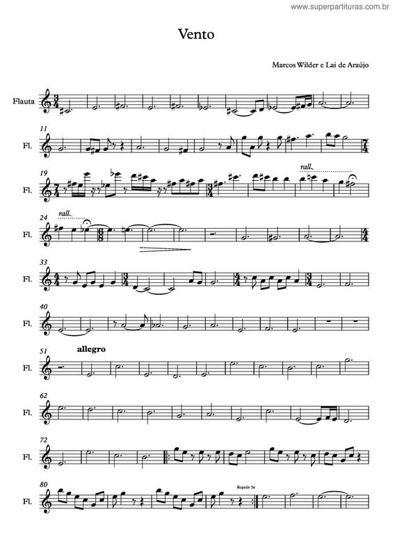 Partitura da música Vento