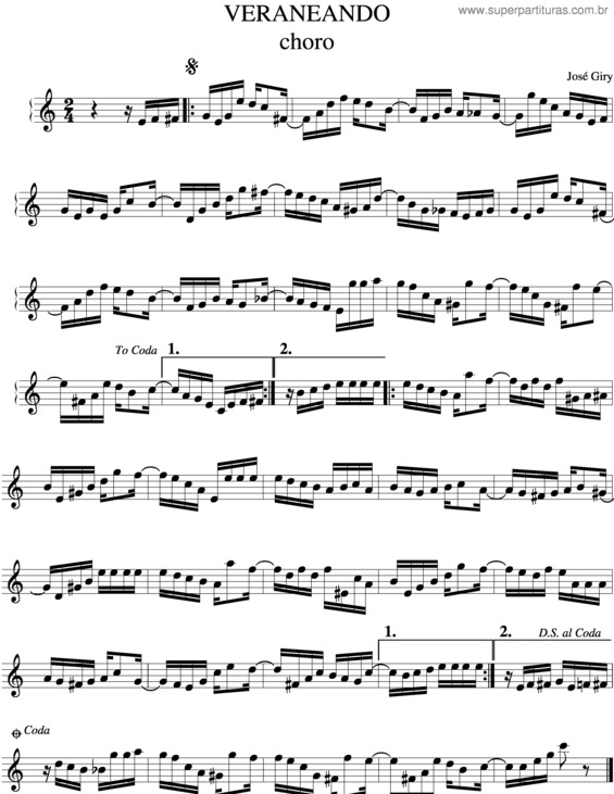 Partitura da música Veraneando