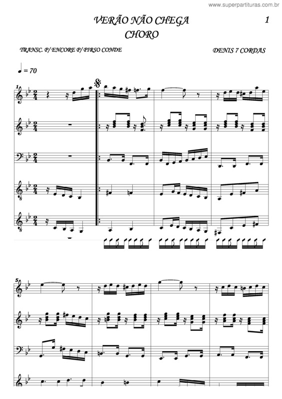 Partitura da música Verão Não Chega v.2