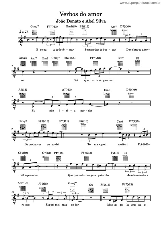 Partitura da música Verbos Do Amor