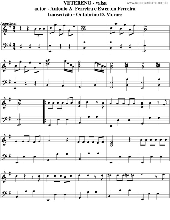 Partitura da música Veterano v.2