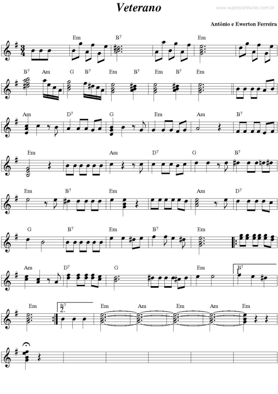 Partitura da música Veterano