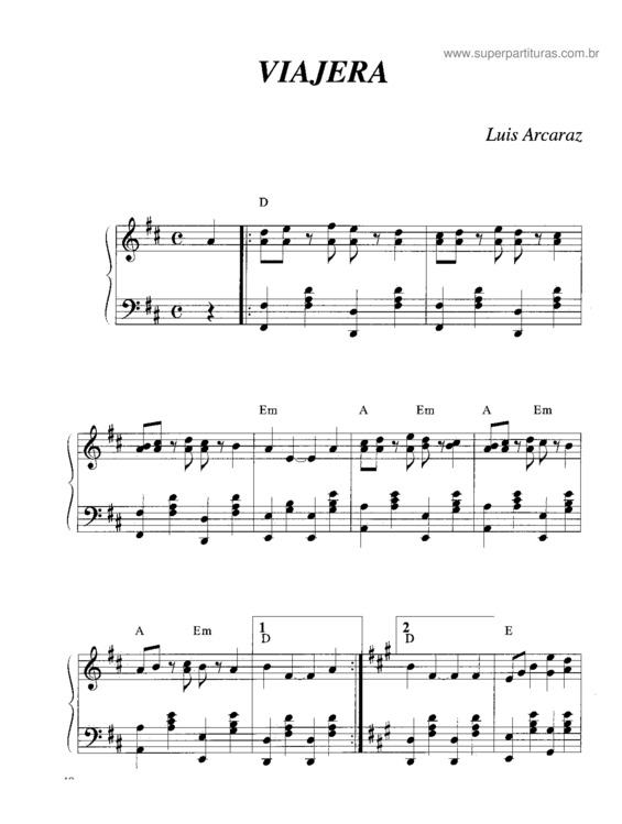 Partitura da música Viajera