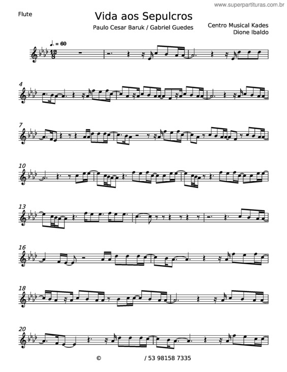 Partitura da música Vida Aos Sepulcros v.2