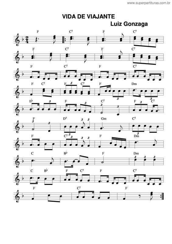 Partitura da música Vida De Viajante v.3