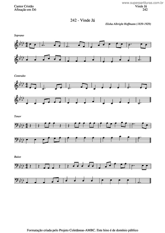 Partitura da música Vinde Já v.2