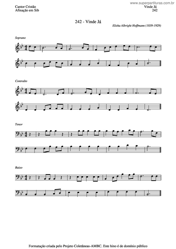 Partitura da música Vinde Já v.3