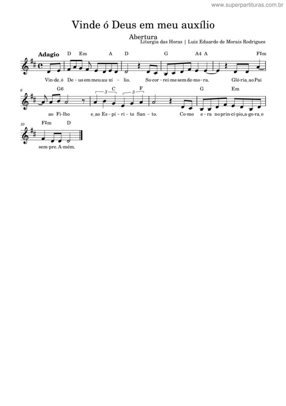 Partitura da música Vinde Ó Deus Em Meu Auxílio