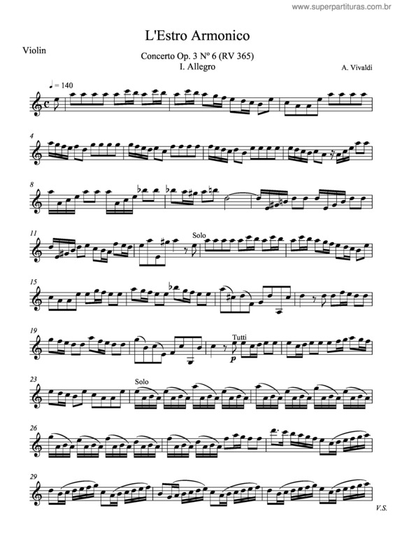 Partitura da música Violin Concerto v.10