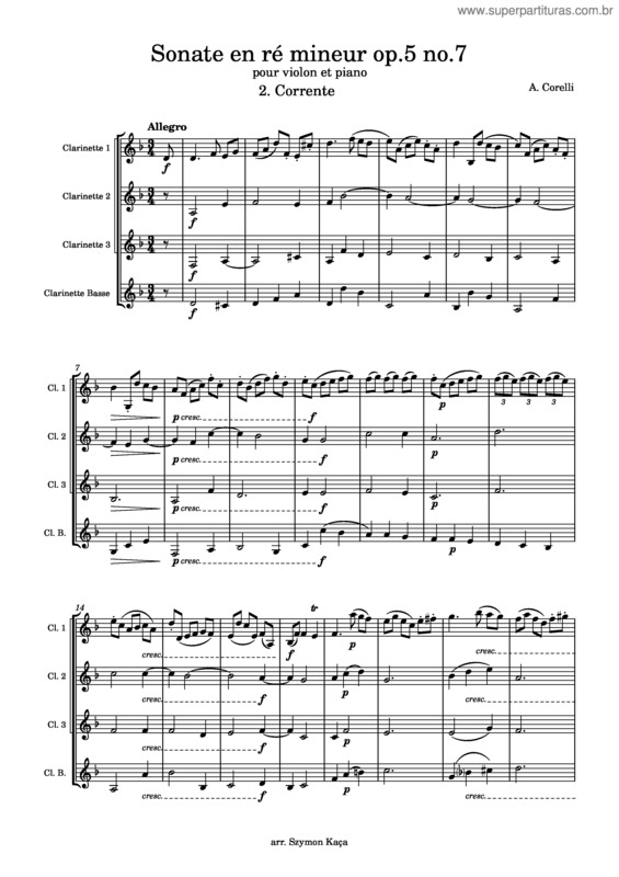 Partitura da música Violin Sonata In D Minor, Op.5 No.7