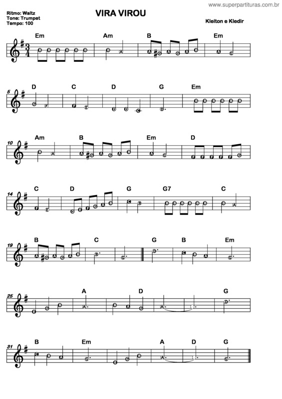 Partitura da música Vira Virou v.4