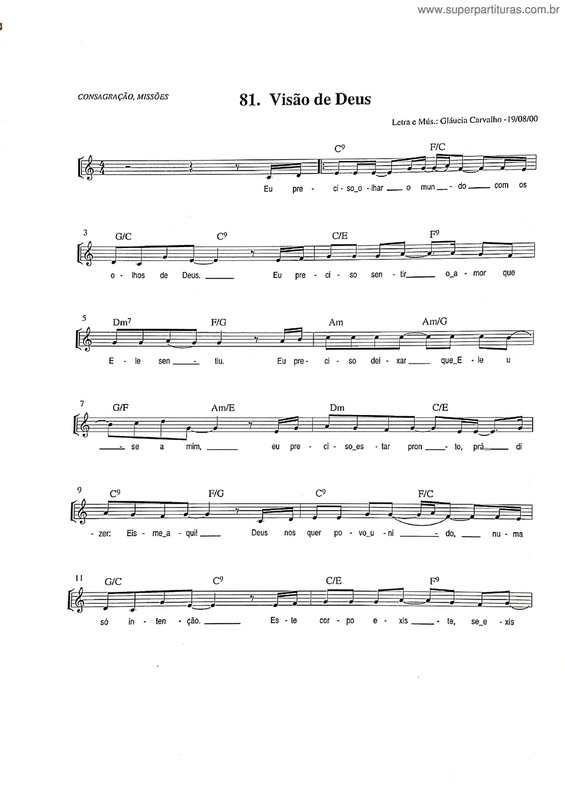 Partitura da música Visão De Deus