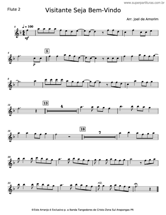 Partitura da música Visitante Seja Bem Vindo v.7