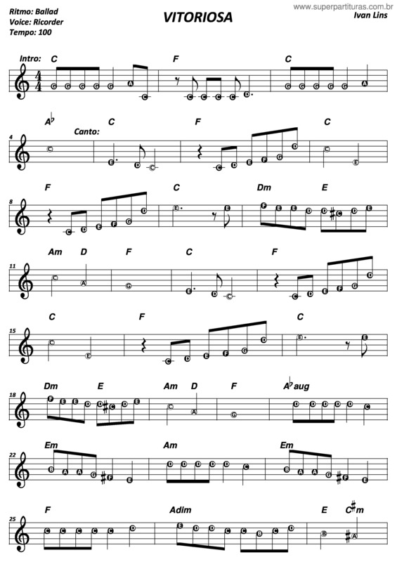 Partitura da música Vitoriosa v.8