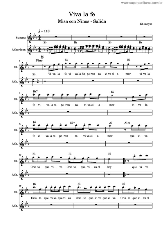 Partitura da música Viva La Fe