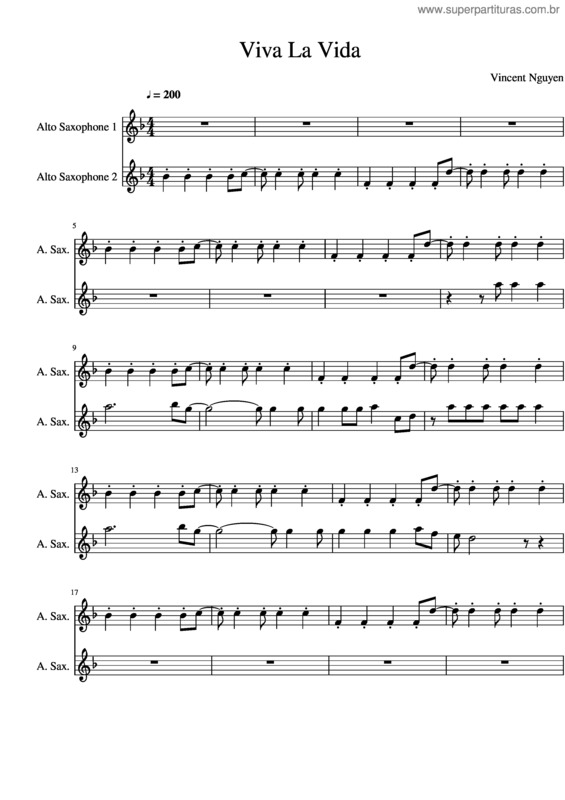 Partitura da música Viva La Vida Alto Duet