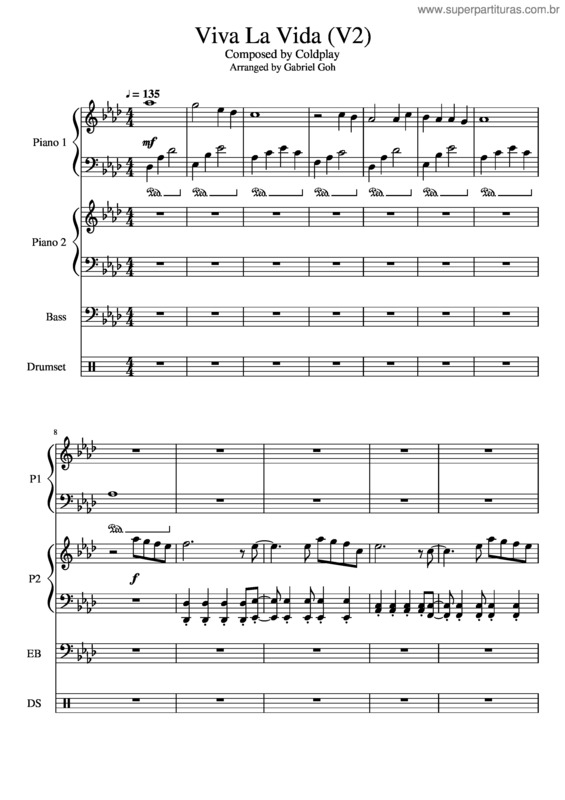 Partitura da música Viva La Vida Arrangement V2