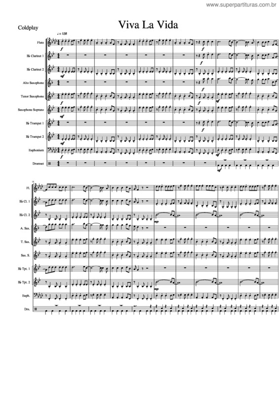 Partitura da música Viva La Vida Band 588