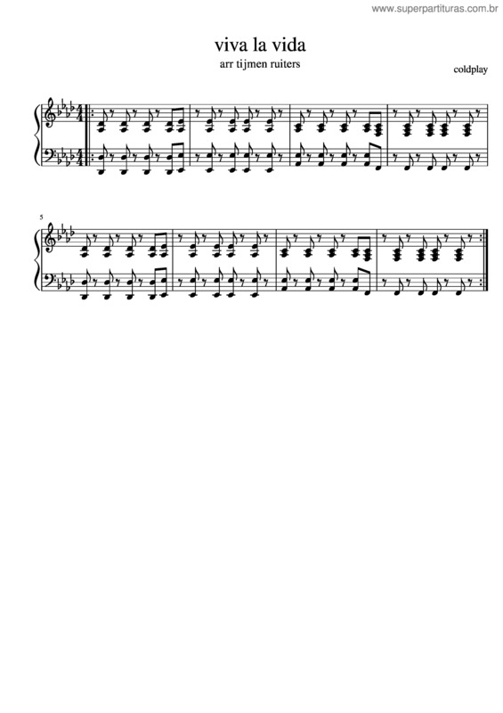 Partitura da música Viva La Vida Chords For Piano