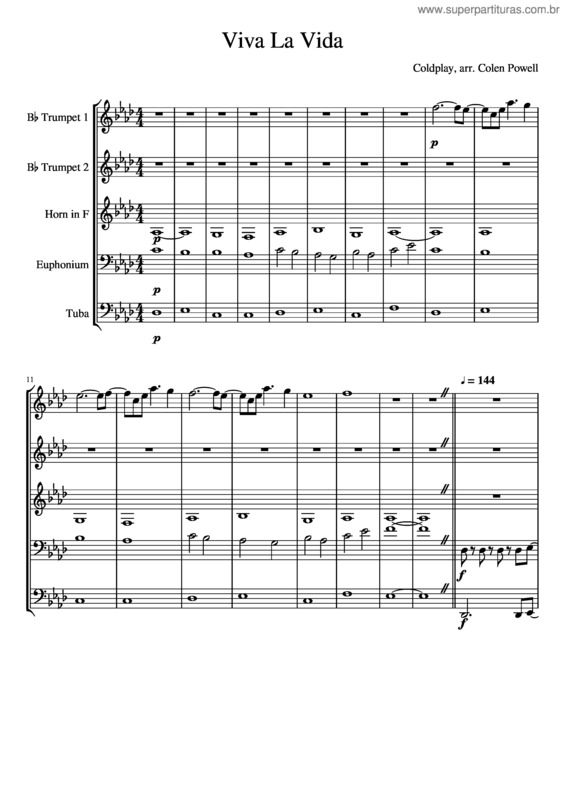 Partitura da música Viva La Vida For Brass Quintet