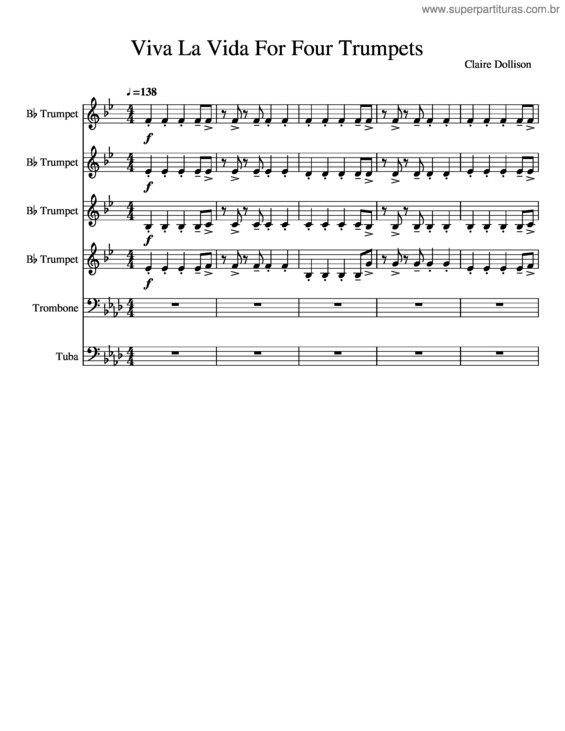 Partitura da música Viva La Vida For Four Trumpet