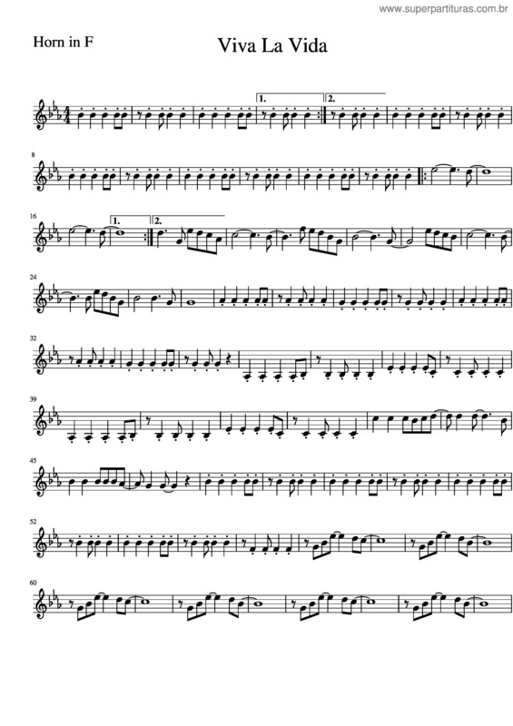 Partitura da música Viva La Vida Horn