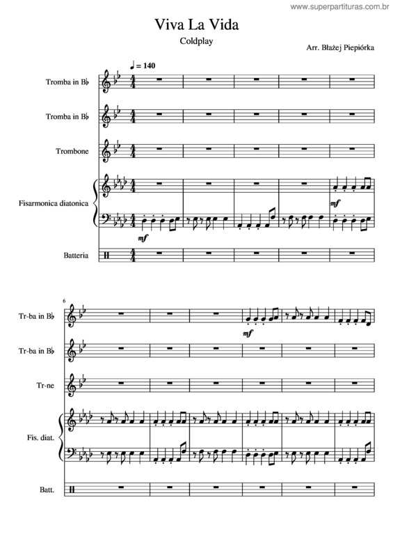 Partitura da música Viva La Vida Lzb